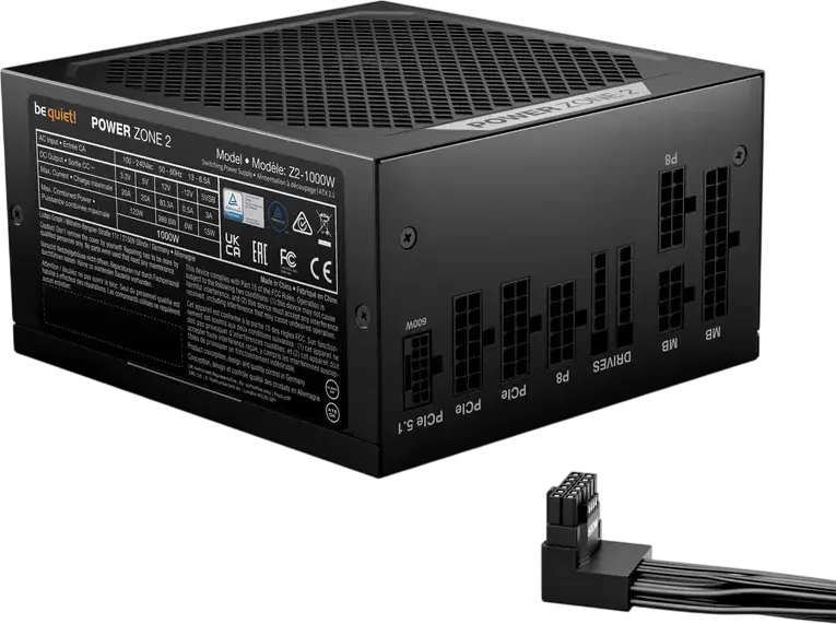 Блок питания be quiet! Power Zone 2 1000W, 80 PLUS Platinum, ATX 3.1, PCIe 5.1 12V-2x6, Полностью модульный, вентилятор Pure Wings 3 140мм, Черный, BP008EU