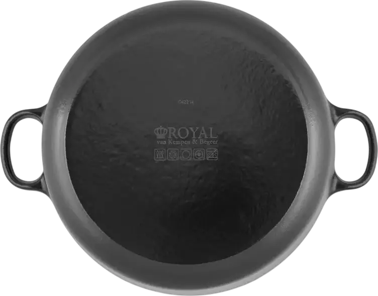 Royal Van Kampen en Begee Cast Iron Pot with Enamel Coating, 3.3L Round Casserole with Stainless Steel Lid and Handles, 22cm, Induction Ready