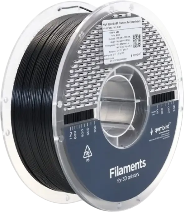 Филамент для 3D-печати Gembird 3DP-ABS1.75HY-01-W ABS High Speed, диаметр 1.75мм, черный, 1кг