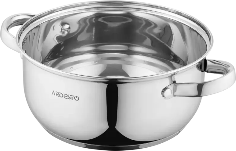 Ardesto AR1926BC Gemini Gourmet Aosta Stainless Steel Casserole Pot 2.7L 20cm with Glass Lid and Internal Measuring Scale Induction Compatible