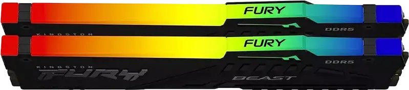 Kingston FURY Beast RGB DDR5 32GB Kit (2x16GB) 6000MHz CL30 RAM KF560C36BBE2AK2-32, Intel XMP 3.0, AMD EXPO, On-die ECC, Black Heat Spreader