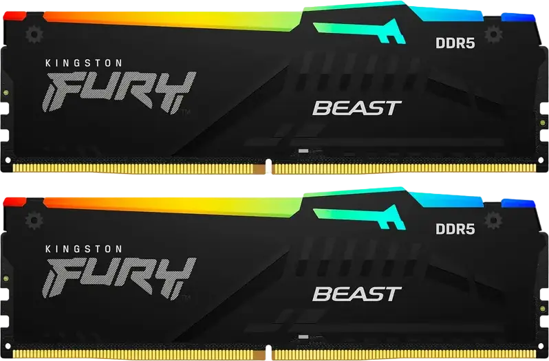 Kingston FURY Beast RGB DDR5 32GB Kit (2x16GB) 6000MHz CL30 RAM KF560C36BBE2AK2-32, Intel XMP 3.0, AMD EXPO, On-die ECC, Black Heat Spreader