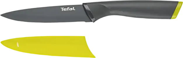 Tefal K1220704 Fresh Kitchen Utility Knife, 12 cm Stainless Steel Blade with Titanium Non-Stick Coating, Ergonomic Soft Touch Handle, Grey