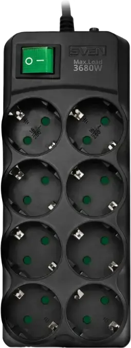 Prelungitor electric SVEN SV-021726, 8 Prize, 5m, Negru
