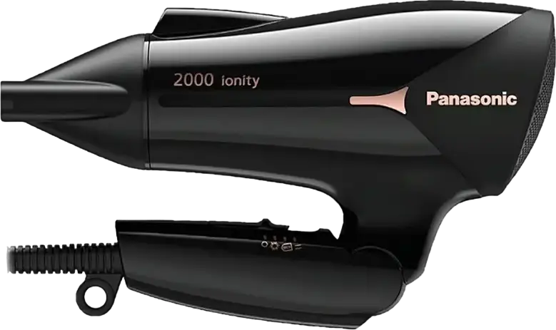 Panasonic EH-NE66 Hair Dryer, 2000W (2300W Performance), Ion Flow Technology, 3 Temperature & 2 Speed Settings, Foldable Handle, Narrow Concentrator Nozzle, Black
