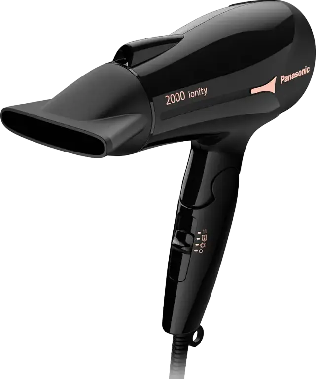Panasonic EH-NE66 Hair Dryer, 2000W (2300W Performance), Ion Flow Technology, 3 Temperature & 2 Speed Settings, Foldable Handle, Narrow Concentrator Nozzle, Black