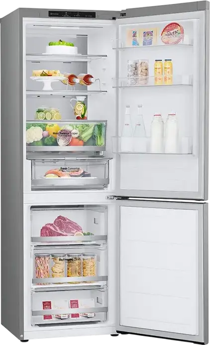 LG GBV5140DPY Freestanding Combi Refrigerator with Bottom Freezer, Silver, 344L Total Net Volume, Energy Class D