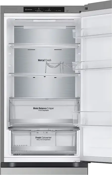 LG GBV5140DPY Freestanding Combi Refrigerator with Bottom Freezer, Silver, 344L Total Net Volume, Energy Class D