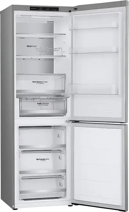 LG GBV5140DPY Freestanding Combi Refrigerator with Bottom Freezer, Silver, 344L Total Net Volume, Energy Class D