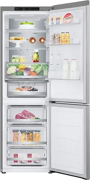 LG GBV5140DPY Freestanding Combi Refrigerator with Bottom Freezer, Silver, 344L Total Net Volume, Energy Class D