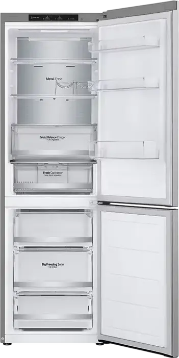 LG GBV5140DPY Freestanding Combi Refrigerator with Bottom Freezer, Silver, 344L Total Net Volume, Energy Class D