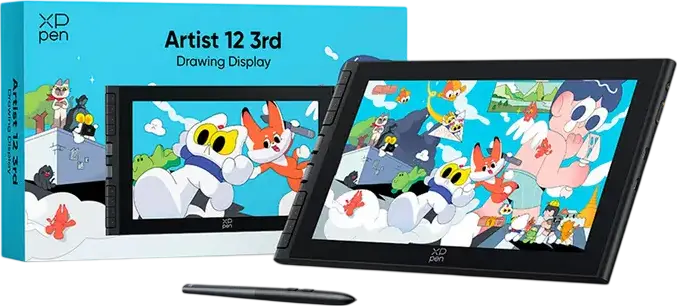 XP-Pen Artist 12 (Gen 3) Graphics Tablet, 11.9" FHD Full-Laminated Display, X4 Smart Chip Stylus 16384 Pressure Levels, 8 Hotkeys, 2 X-Dials, Black
