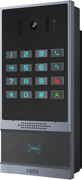 IP-домофон Fanvil i64 SIP Intercom, HD-камера 2МП 120°, RFID-считыватель, защита IP66 и IK07, PoE, литой алюминий, черный