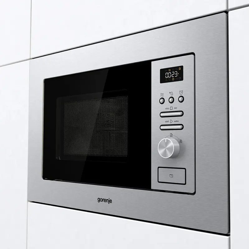 Встраиваемый микроволновый узел с грилем Gorenje BM 201 AG1X, объем 20 л, мощность 800 Вт/1000 Вт, LED-дисплей, нержавеющая сталь, серый