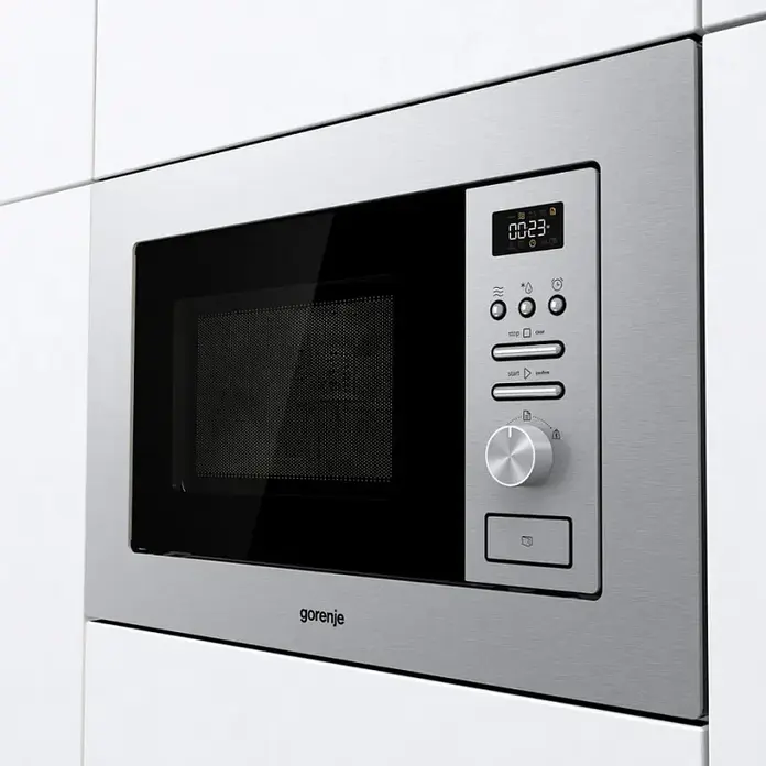 Встраиваемый микроволновый узел с грилем Gorenje BM 201 AG1X, объем 20 л, мощность 800 Вт/1000 Вт, LED-дисплей, нержавеющая сталь, серый
