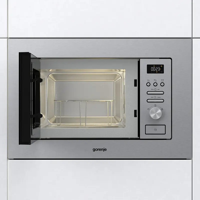 Встраиваемый микроволновый узел с грилем Gorenje BM 201 AG1X, объем 20 л, мощность 800 Вт/1000 Вт, LED-дисплей, нержавеющая сталь, серый