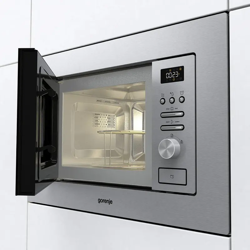 Встраиваемый микроволновый узел с грилем Gorenje BM 201 AG1X, объем 20 л, мощность 800 Вт/1000 Вт, LED-дисплей, нержавеющая сталь, серый