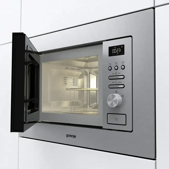 Встраиваемый микроволновый узел с грилем Gorenje BM 201 AG1X, объем 20 л, мощность 800 Вт/1000 Вт, LED-дисплей, нержавеющая сталь, серый