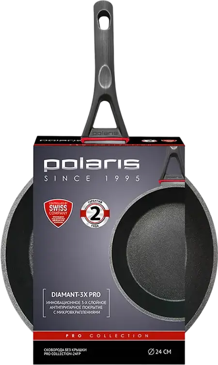 Polaris PRO collection 24FP Deep Frying Pan, 24cm, Aluminium with DIAMANT-3X PRO Non-Stick Coating, Induction Compatible, Bakelite Handle, Black