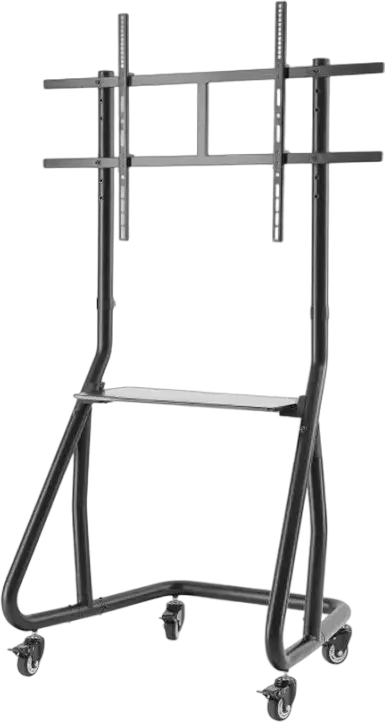 Reflecta TV Stand 105P-Shelf Mobile Cart for 60"-105" Screens, Max Load 100kg, VESA up to 1000x600, Storage Shelf, Cable Management, Black Steel