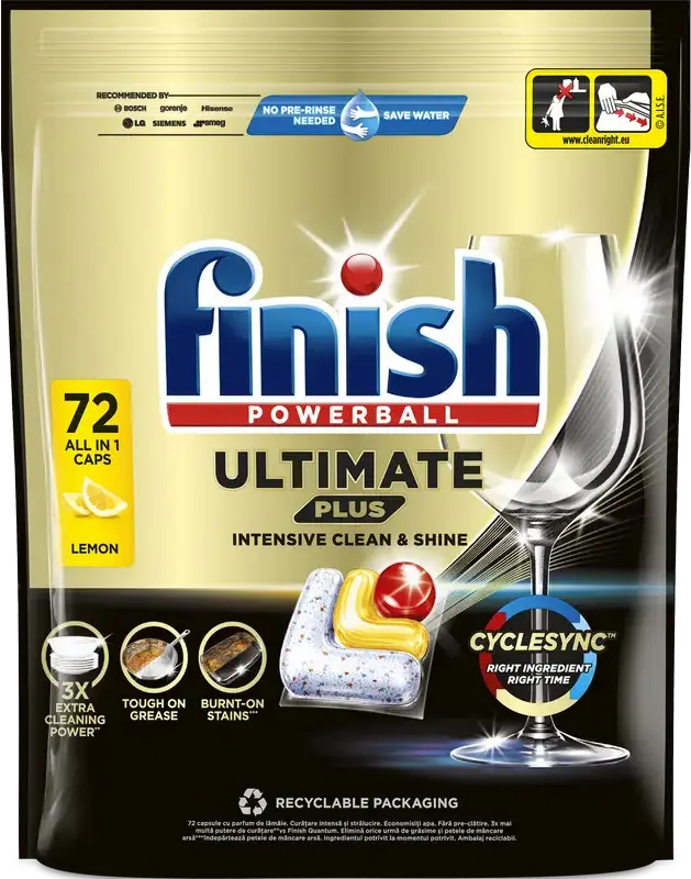 Tablete Finish Ultimate Plus Lemon 72 buc