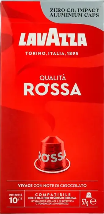 Lavazza Qualita Rossa Coffee Capsules for Nespresso Original Machines, Medium Roast Arabica and Robusta Blend, Intensity 10, Aluminium, Pack of 10
