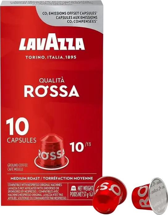 Lavazza Qualita Rossa Coffee Capsules for Nespresso Original Machines, Medium Roast Arabica and Robusta Blend, Intensity 10, Aluminium, Pack of 10