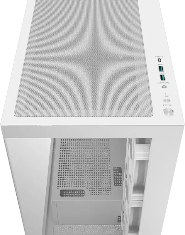 Deepcool CG580 4F V2 Midi-Tower ATX Fishtank Case, White, Panoramic Tempered Glass, 4x ARGB PWM Fans, Support for 360mm Radiator, USB-C Gen2, 410mm GPU