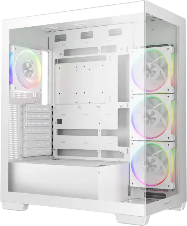 Deepcool CG580 4F V2 Midi-Tower ATX Fishtank Case, White, Panoramic Tempered Glass, 4x ARGB PWM Fans, Support for 360mm Radiator, USB-C Gen2, 410mm GPU