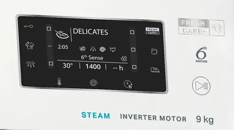 Стиральная машина Whirlpool FFD 9489 BV EE с фронтальной загрузкой, 9 кг, 1400 об/мин, инверторный мотор, класс энергопотребления A, 6th Sense, FreshCare+, Steam Hygiene