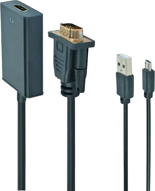 Convertor Video/Audio Cablexpert A-VGA-HDMI-01, VGA D-Sub + 3.5 mm Jack - HDMI (F), 0,15m, Negru