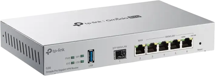 Router VPN Gigabit TP-Link Omada Pro G36 Gateway Ethernet, Dual-core ARM Cortex-A53, 512MB DDR4, 5 Porturi WAN, SFP, USB 3.0, IDS/IPS, Management Cloud