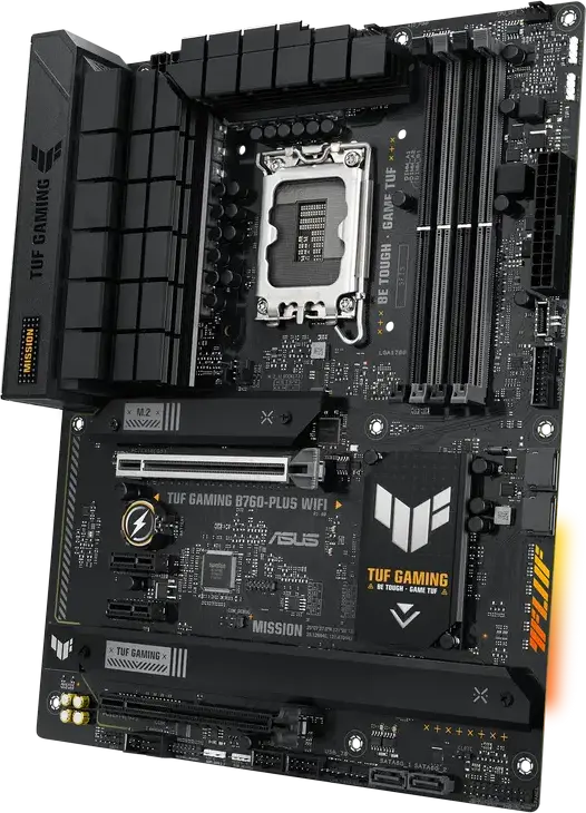 Placa de baza ASUS TUF GAMING B760-PLUS WIFI, LGA1700 Intel B760, DDR5 pana la 7200MHz, PCIe 5.0, 3x M.2 PCIe 4.0, Wi-Fi 6, Ethernet 2.5Gb, Format ATX