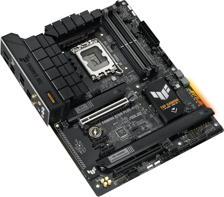 Placa de baza ASUS TUF GAMING B760-PLUS WIFI, LGA1700 Intel B760, DDR5 pana la 7200MHz, PCIe 5.0, 3x M.2 PCIe 4.0, Wi-Fi 6, Ethernet 2.5Gb, Format ATX