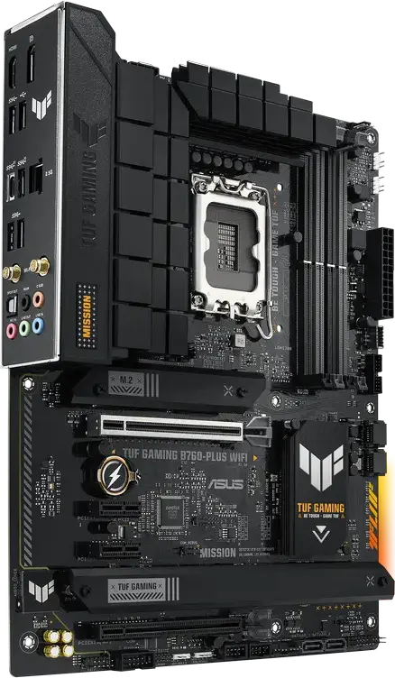 Placa de baza ASUS TUF GAMING B760-PLUS WIFI, LGA1700 Intel B760, DDR5 pana la 7200MHz, PCIe 5.0, 3x M.2 PCIe 4.0, Wi-Fi 6, Ethernet 2.5Gb, Format ATX