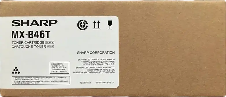 Sharp MX-B46T Black Toner Cartridge for MX-B 460 Series, MX-B467F, MX-B467P, High Yield 25,000 Pages