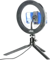 Cellularline Selfie Ring SELFIERINGK Inel LED cu Trepied, Diametru 8 inch, 3 Moduri de Iluminare, Alimentare USB, Suport Smartphone Rotabil, Negru
