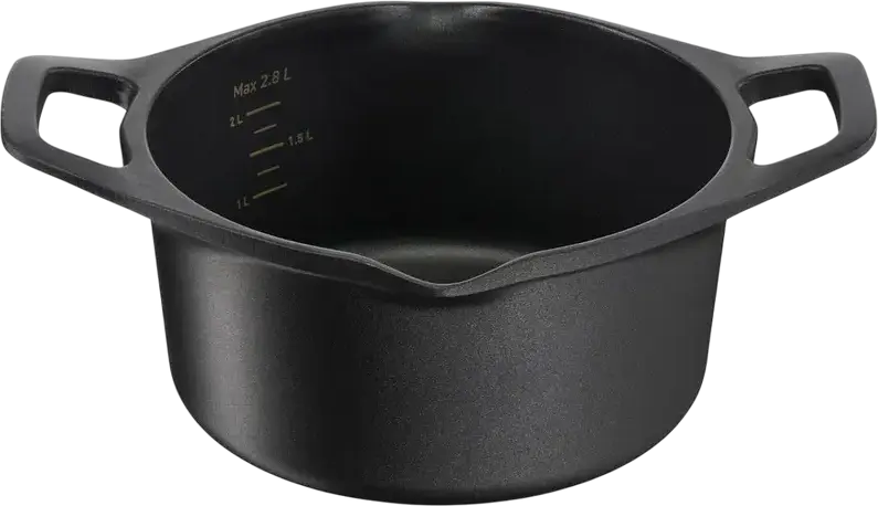 Tefal Robusto E2494444 Cast Aluminum Casserole 2.8L 20cm, Titanium 3X Non-stick Coating, Thermo-Fusion Integral Induction Base, Glass Lid, Black
