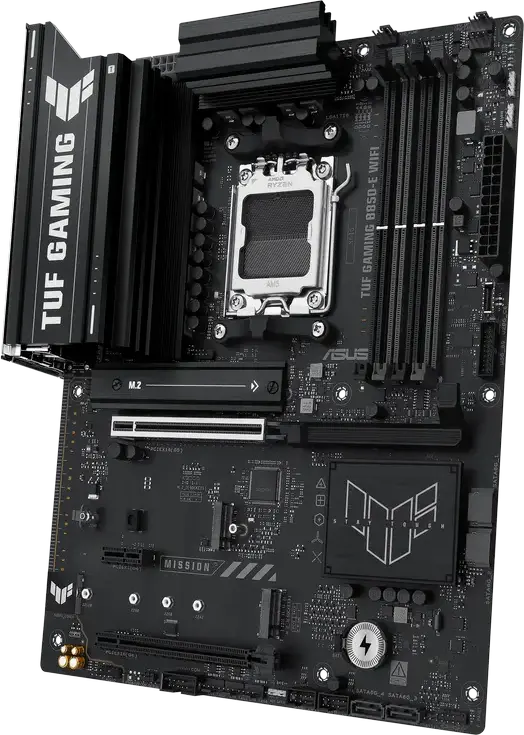 Материнская плата ASUS TUF GAMING B850-E WIFI ATX AM5 AMD B850, DDR5 8000+ MT/s, PCIe 5.0 x16, 3 слота M.2, Wi-Fi 6E, Bluetooth 5.3, для Ryzen 9000/8000/7000