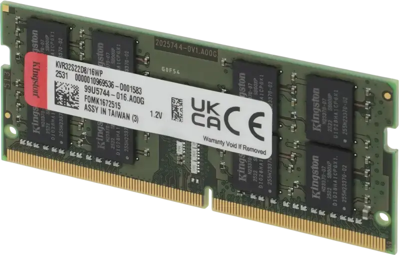 Kingston ValueRAM KVR32S22D8/16WP 16GB DDR4 3200MHz PC4-25600 CL22 260-Pin SO-DIMM Dual-Rank 2Rx8 1.2V Non-ECC Laptop Memory Module