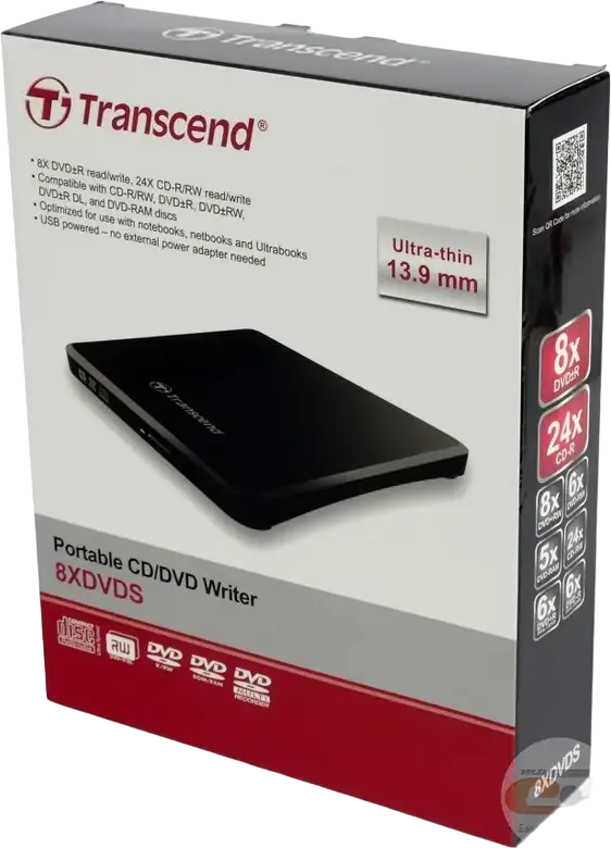 Scribitor DVD Extern Portabil Slim Transcend TS8XDVDS, Interfață USB 2.0, Viteza 8x DVD±R / 24x CD-R/RW, Suport Dual Layer, Carcasă Metal și Plastic, Negru