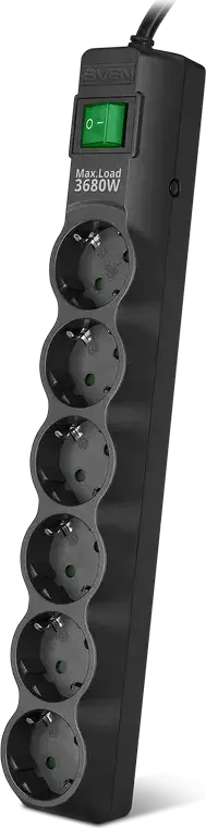 Prelungitor electric SVEN SF-06E-16, 6 Prize, 1,8m, Negru