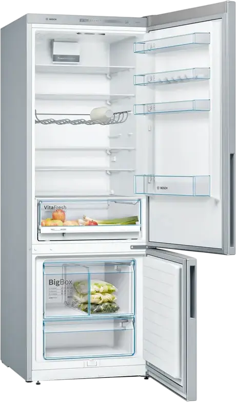 Frigider Combinat Bosch KGV58VLEAS, Volum Total 503L, Inox, Congelator Low Frost, Zona VitaFresh, Dimensiuni 191x70x77 cm, Clasa Energetica E