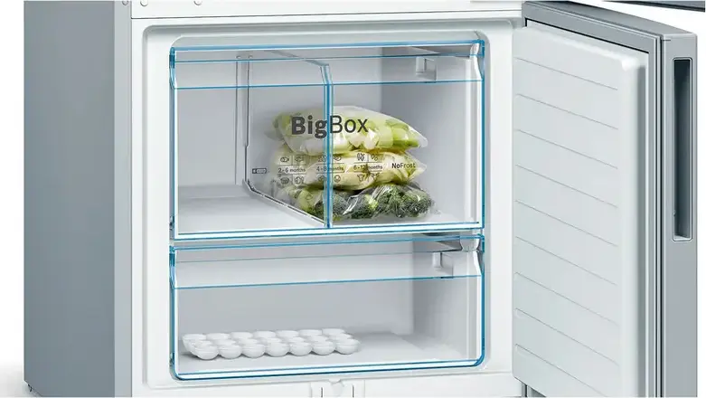 Frigider Combinat Bosch KGV58VLEAS, Volum Total 503L, Inox, Congelator Low Frost, Zona VitaFresh, Dimensiuni 191x70x77 cm, Clasa Energetica E