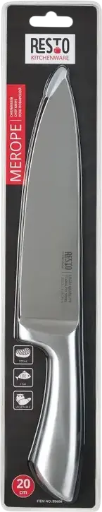 RESTO Professional Stainless Steel Chef Knife, X30Cr13 Steel, Ergonomic Seamless Handle, Antibacterial Surface for Catering and Kitchen