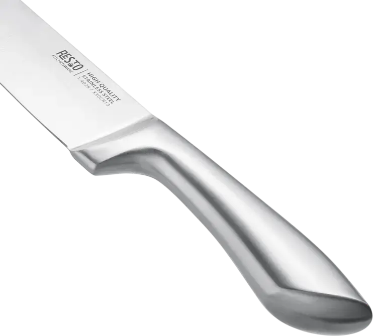 RESTO Professional Stainless Steel Chef Knife, X30Cr13 Steel, Ergonomic Seamless Handle, Antibacterial Surface for Catering and Kitchen