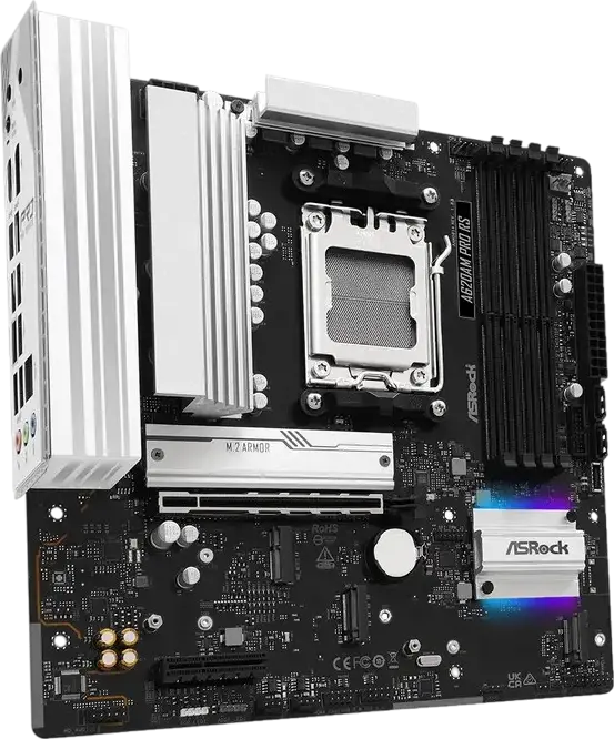 ASRock A620AM PRO RS Micro-ATX Motherboard AM5 AMD A620A Chipset DDR5 8000+MHz 256GB 3x M.2 PCIe 4.0 2.5G LAN HDMI 2.1 DP 1.4 Ryzen 7000 8000 9000