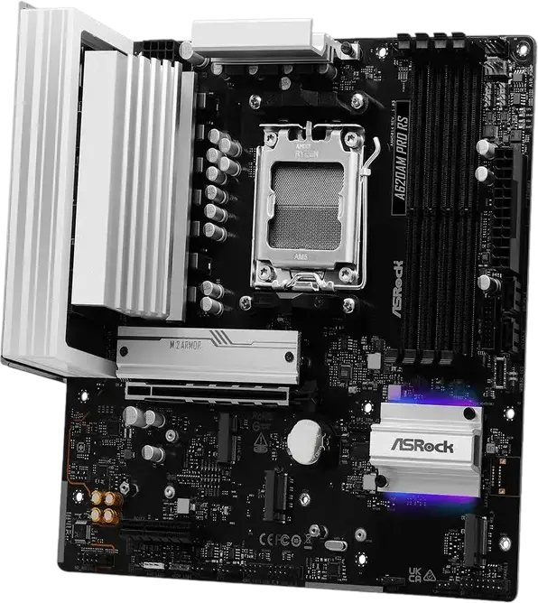 ASRock A620AM PRO RS Micro-ATX Motherboard AM5 AMD A620A Chipset DDR5 8000+MHz 256GB 3x M.2 PCIe 4.0 2.5G LAN HDMI 2.1 DP 1.4 Ryzen 7000 8000 9000
