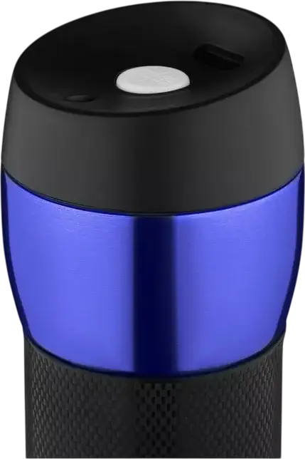 Ardesto AR2645STB Easy Travel S Thermal Travel Mug, 450ml, 18/10 Stainless Steel, Vacuum Insulated, Hot 8h/Cold 12h, Push-Button Lid, Blue