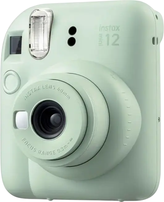Camera Instant Fujifilm Instax Mini 12 cu Expunere Automata, Mod Close-Up, Bliț Integrat si Corectie de Paralaxie pentru Fotografii de 62x46mm